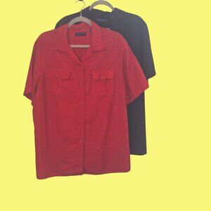 Karen Scott 1 Red & 1 Black Blouse Sz 1X